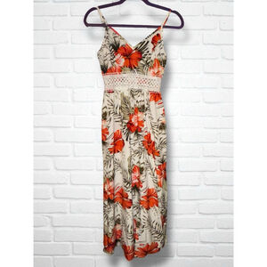 SHEIN Womens Size 2 Floral Maxi Dress Spaghetti Straps Boho High Slit Sleeveless